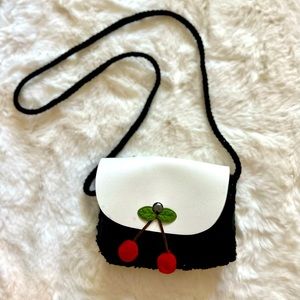 Super cute sherpa fuzzy black and white cherry purse! - one of a kind!
